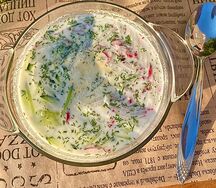 Окрошка на мацони с говядиной