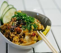 Тяхан с говядиной и овощами