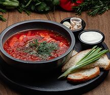 Борщ с говядиной и салом