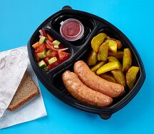 Картофель с сырными колбасками