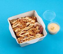 Картофель с луком фри и беконом