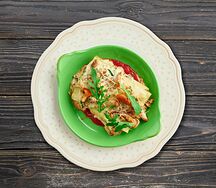 Лазанья с лисичками