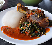 Nshima with goat meat