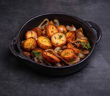 Жареный картофель беби с грибами