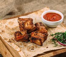 Шашлык из свиной грудинки с жирком