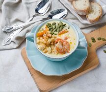 Тыквенный суп с креветками