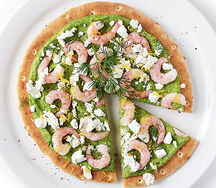 Pizza avocat crevettes