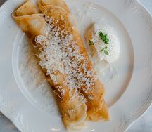 Блинчики с грибной начинкой и пармезаном