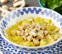 Равиоли с курицей в соусе альфредо