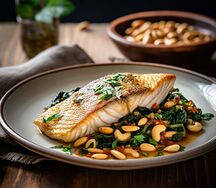 Poisson sauté au pignon de pin