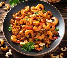 Crevettes sautées aux noix de cajou