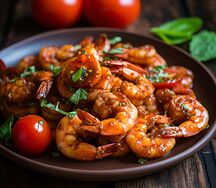 Crevettes aux tomates