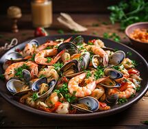 Fruits de mer sautés avec huile de huitre