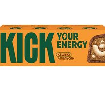 Батончик кешью Kick Your Energy с какао и маслом апельсина в карамельном шоколаде