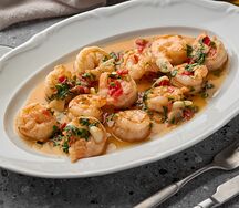 Креветки в белом вине с чесноком и зеленью