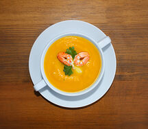 Тыквенный крем-суп с креветками