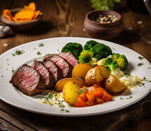 Filet de bœuf + pommes de terre vapeur
