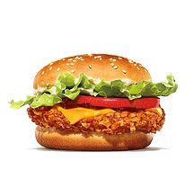 Chicken cheese burger, frites, salade