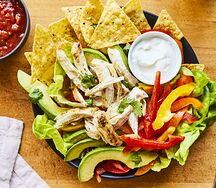 Fahitas, frite, salade