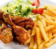 Poulet, frite, salade