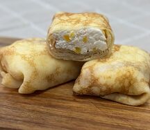 Блинчики с творогом и персиком