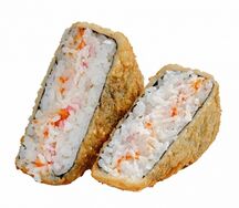 Жареный онигири с крабом и креветкой