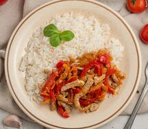 Свинина в кисло-сладком соусе с рисом