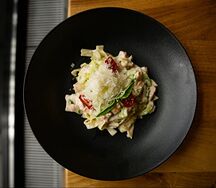 Паста Тальятелле с семгой и цуккини