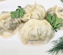 Вареные манты с рубленой телятиной