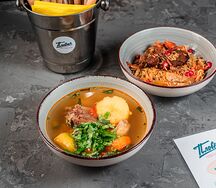 Обед Плов с говядиной и шурпа