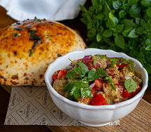 Икра из баклажанов с лепешкой