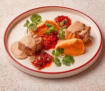 Свиная грудинка с пюре из батата