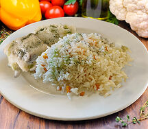 Запечённая белая рыба с рисом и овощами Бизнес-ланч