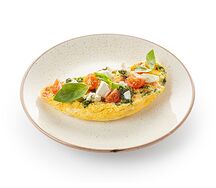 Омлет с томатами, оливками и фетой