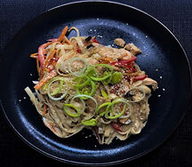 Сырная лапша с креветками