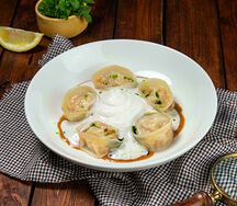 Пельмени с крабом и креветкой