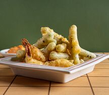 Креветки с кенийской фасолью