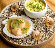 Гребешок Сен-Жак с трюфельным пюре