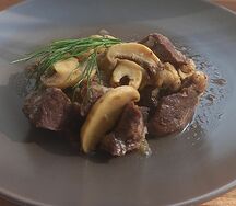 Сердце, тушенное с грибами