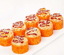 Запечённый ролл с угрём и лососем