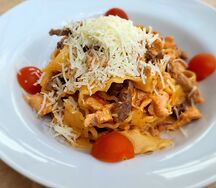 Паста Феттуччине с мясным ассорти