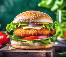 Чикенбургер с сочной куриной котлетой и авторским шеф-соусом