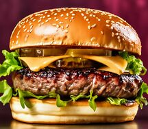 Гамбургер с сочной говяжьей котлетой и авторским шеф-соусом