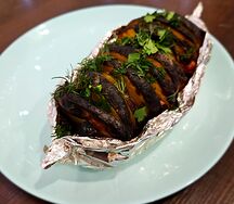 Запеченный картофель с беконом Лодочка