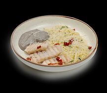 Ризони с курицей и грибным муссом