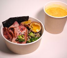 Сырный рамен с беконом