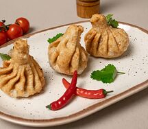 Жареные хинкали с говядиной и свининой
