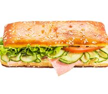 Сэндвич на сдобной булочке с ветчиной