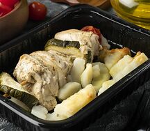 Шашлык из грудки и печеный картофель