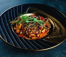 Соба с говядиной и грибами